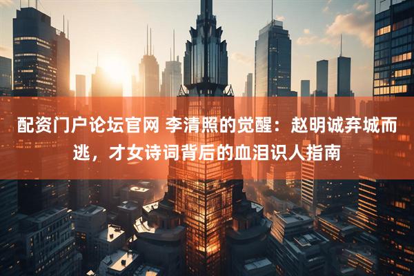 配资门户论坛官网 李清照的觉醒：赵明诚弃城而逃，才女诗词背后的血泪识人指南